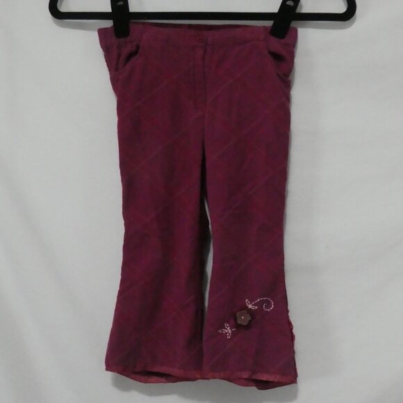 BLU | 11.5 inch waist measured | Burgundy Flared Pants With Floral Embroidery - Picture 1 of 13